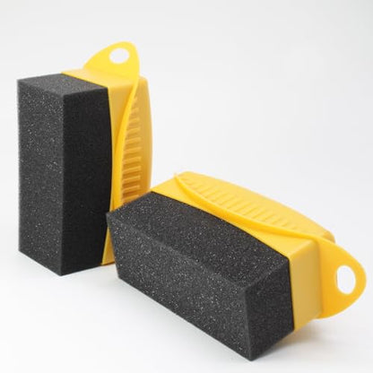 Jiozermi 2Pcs Tire Dressing Applicator Pads Tire Shine Applicator Pads | with Lid Tire Foam Applicator Tire Sponges Applicator Pads Tire Wax Wipe Tire Gel Applicator Pads(Yellow)