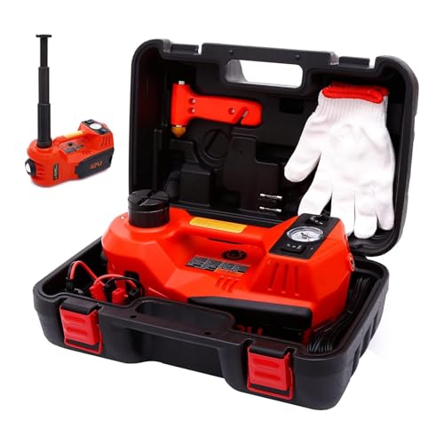 ROGTZ Electric Hydraulic Car Jack Kit 5 Ton 12V Portable Lift Range 17.7 Inch with Tire Inflator Pump for SUV Sedan Truck Car Repair Floor Jack for Vehicle Tire Change with LED Light Jack Only - color: Red