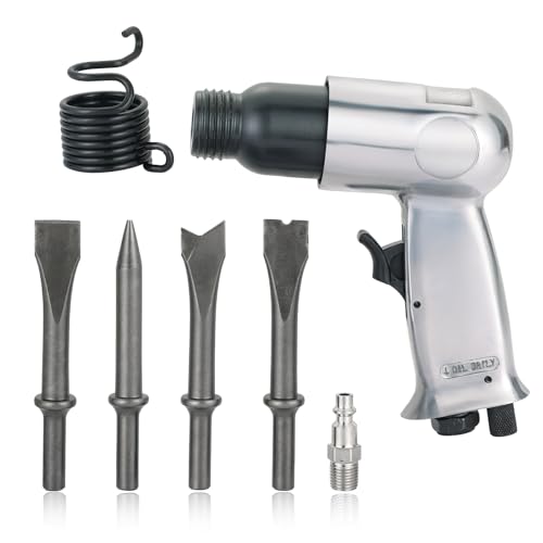 150mm Air Hammer Kit with 4 Chisels & Quick Change Retainer, 4500 BPM Short Barrel Pneumatic Hammer, Air Shovel Tool for Automotive, Metal, and Masonry Work