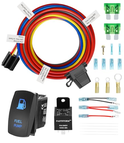 12V Electric Fuel Pump Waterproof Relay Kit Heavy Duty Long Wiring Harness Kit 60 Amp with Fuel Pump Rocker Switches Jumper Wires Set for Cars Trucks Boats ATVs UTVs RVs - color: Fuel Pump Relay with Rocker Switches Kit