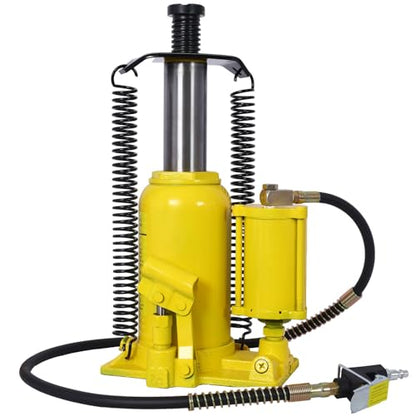 20 Ton Air Hydraulic Bottle Jack, Professional Lifting Jack for Heavy Machinery & Large Trucks, 10.2-19.7 Inch Height Range with Extendable Screw(Yellow) - color: Yellow, size: 20 Ton