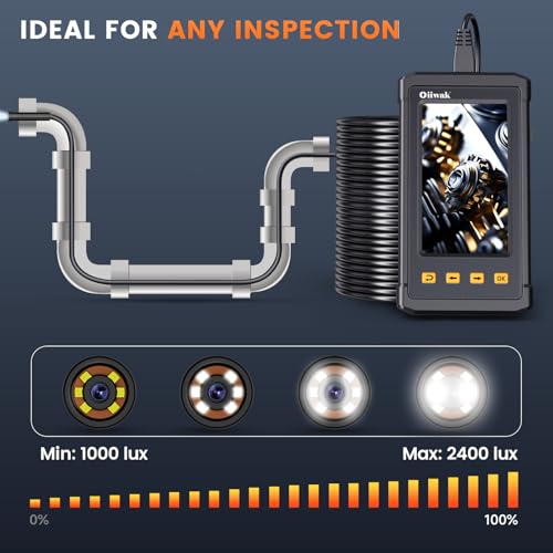50FT Endoscope Camera with Light, Oiiwak Snake Borescope Endoscope Inspection Camera for Pipe Sewer Drain Plumbing Inspection 1080P HD 4.3" IPS Screen IP67 Waterproof - style: Singlel Lens-8.5mm