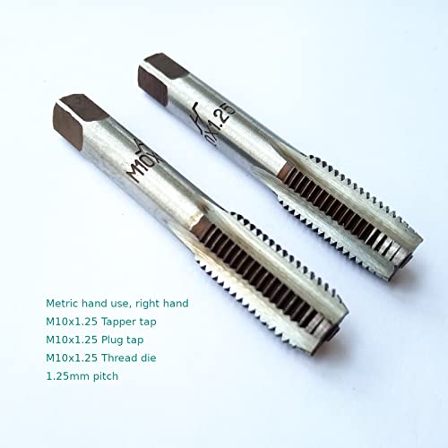 AtticZone M10 x 1.25 Metric Hand Thread Tap, Right Hand, Alloy Tool Steel, 1 Taper Tap, 1 Plug Tap for Metal Working DIY Industrial - size: M10x1.25