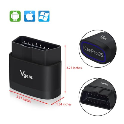 Vgate iCar Pro 2S Bluetooth OBD2 Scanner Fixd Car Diagnostic Tool Code Reader for Android & iOS & Windows, Black