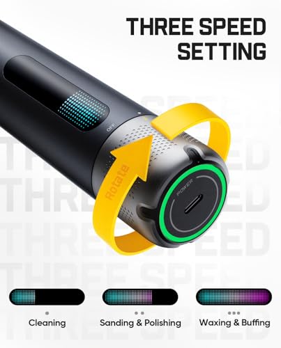 Fanttik P10 Pro Mini Car Buffer Polisher, 4000mAh Cordless Rotary Car Polisher Waxer, 2 Inch/3 Inch, 3 Variable Speed 300-950 RPM Car Detailing Kit for Polishing, Sanding, Waxing and Cleaning