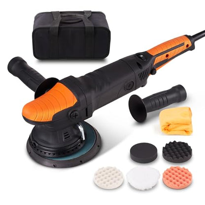 Happybuy Buffer Polisher, 6-Inch Random Orbital for Car Detailing, 6 Variable Speed 1900-4600RPM Dual Action Polisher Waxer Kit, Detachable Handle for Car, Boat, Ideal for Polishing and Waxing