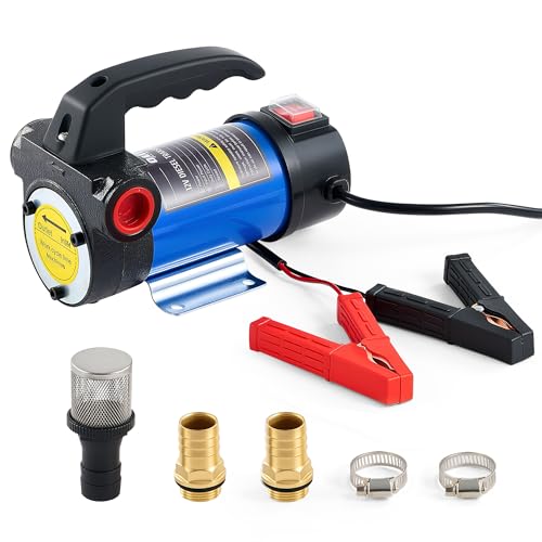 Orion Motor Tech Diesel Transfer Pump, 12V Fuel Transfer Pump, 12 gpm Portable Electric Fuel Pump for Oil Change, Automotive Marine Self Priming Oil Extractor Pump Suction Pump, Oil Not Included - color: 12GPM Diesel Pump