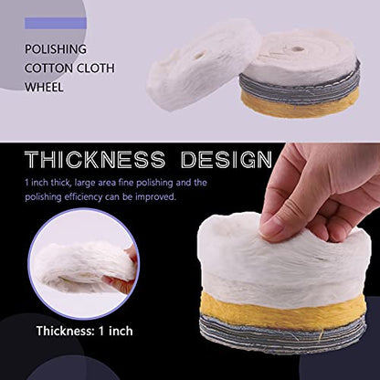 Swpeet 7Pcs 4" Buffing Polishing Wheels Polish Pad 8Pcs Kit with 3Pcs Polishing Compounds and 1/4" Drill Shank, White Cotton(50Ply)/ Yellow Cotton(36Ply)/Flannel(30Ply)/Denim Wheels for Bench Grinder - style: NO.9 Buffing Polishing Wheels