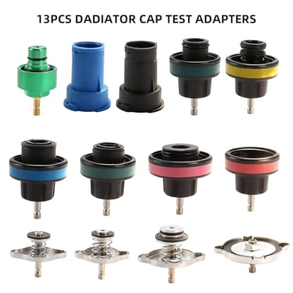 16 Pcs Universal Radiator Pressure Tester Kit,Coolant Pressure Tester kit with 13 Radiator Adapters,Precise Coolant Leak Detector for All Vehicle Cooling System - size: 16PCS
