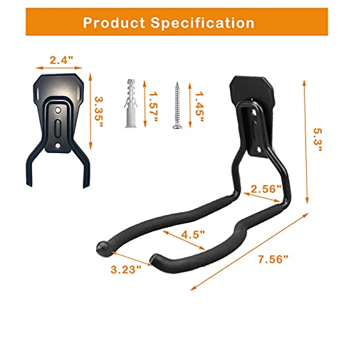 Garden Power Tool Hanger, Garage Wall Hooks, Weedeater Rack, String Trimmer Hanger, Utility Hooks for Garage Tool Organizers and Storage - Black, 4 Pcs - color: Black-4 P