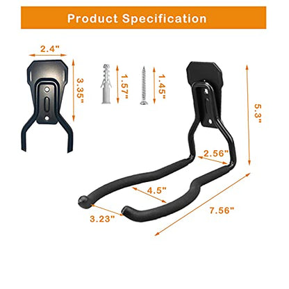 Garden Power Tool Hanger, Garage Wall Hooks, Weedeater Rack, String Trimmer Hanger, Utility Hooks for Garage Tool Organizers and Storage - Black, 4 Pcs - color: Black-4 P