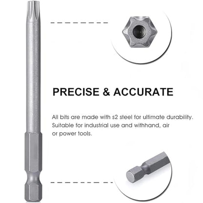 Wolfride 8Pcs Torx Head Screwdriver Bit Set 1/4 Inch Hex Shank Torx Head Drill Bits T8 T10 T15 T20 T25 T27 T30 T40 Magnetic Torx Bit set S2 150mm Length - style: Torx Head