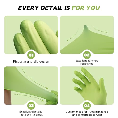 FINITEX Nitrile Disposable Gloves - Green 3.5mil 100/1000PCS Powder-Free Latex-Free Medical & Food Use - color: Green (X-small 100)