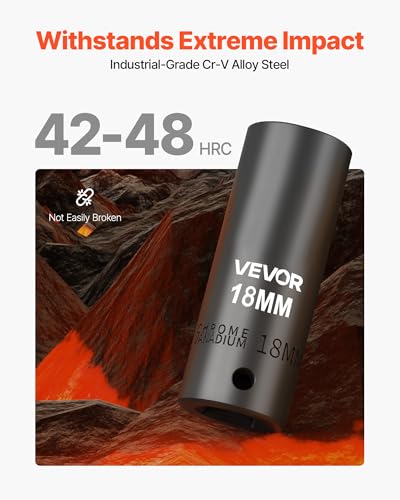VEVOR Impact Socket Set, 1/2" Drive, 26-Piece Impact Sockets, 6-Point Sockets, Metric 10-30 mm, 32-36 mm, Easy to Identify, with a Sturdy Storage Case, Cr-V Alloy Steel Structure, for Vehicles Repair