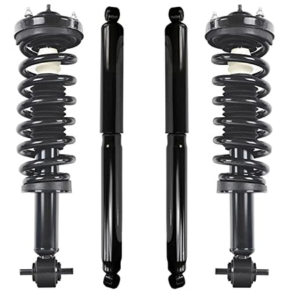 Detroit Axle - 4WD Struts Shock Absorbers for 2015-2020 Ford F-150, 2 Complete Front Struts w/Coil Spring, 2 Rear Shock Absorbers Assembly 2016 2017 2018 2019 Replacement - size: 4AQ47100/ strut shock kit