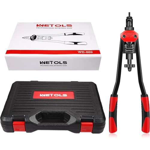 WETOLS Rivet Nut Tool Kit, 16'' Rivnut Tool with 11 Metric and SAE Mandrels | Professional Hand Riveter with 110Pcs Rivnuts Assortment Kit, Manual Rivet Nut Gun with Rugged Carry Case, WE-889 - size: 16" rivet nut tool with 11 mandrels