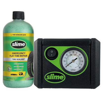 Slime 50107 Flat Tire Puncture Repair, Smart Spair, Emergency Kit For Car Tires, Includes Sealant And Tire Inflator Pump, Suitable For Cars And Other Highway Vehicles, 15 Min Fix - size: No Size, style: Smart Spair
