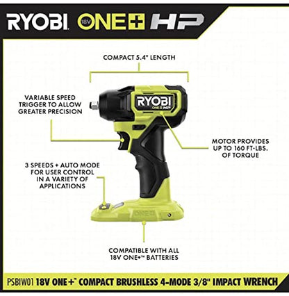 ONEAND HP 18V BRUSHLESS Cordless Compact 3/8 in. Impact Wrench Tool ONLY