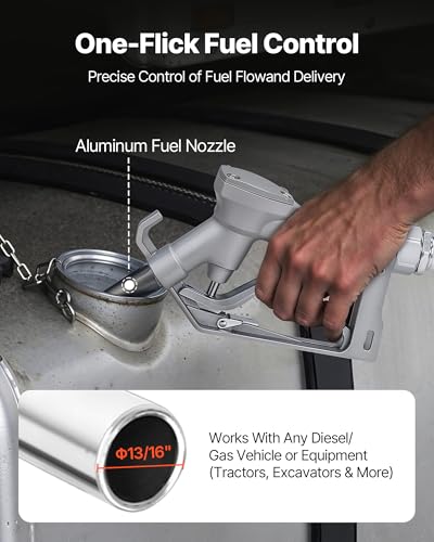 VEVOR Fuel Transfer Pump, 12V DC 20 GPM 1/4 HP Diesel Pump, Extractor Pumps with Manual Nozzle, Discharge Hose and Suction Pipe, for Gasoline, Diesel, Kerosene, Ethanol-Methanol Blends & Biodiesel - size: 12V 20GPM