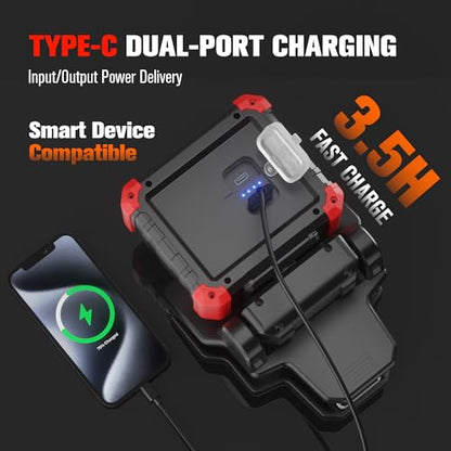Yls 2 Pack LED Rechargeable Work Light with Clamp, 2100LM COB Magnetic Clip on Worklight with 3 Light Modes, 270°& 180° Rotatable Portable Clamp Worklight for Car Repairing, Jobsite, Grilling, Camping