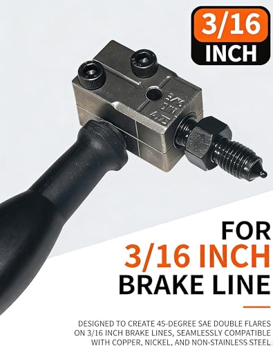 Universal Car Brake Line Flaring Tool Kit, 3/16 Inch Brake Line Double Flare Tool, Heavy Duty Manual Flaring Tools for Tubing, Brake Fuel Line Repair for Cars, Trucks & Motorcycles