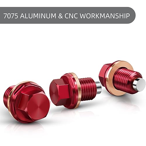 M14 x1.5 Magnetic Oil Drain Plug 7075 Aluminum CNC Craft with Crush Washer Gaskets Replacement for Ford GM Hyundai KIA and More Select Models - size: M14x1.5 plug