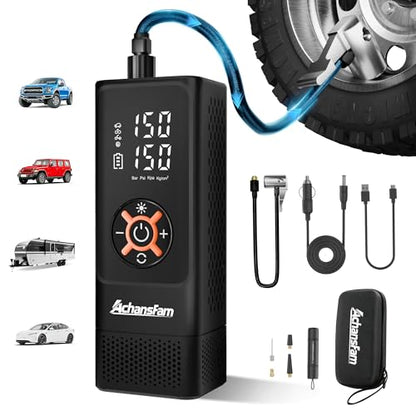 S9 Portable Air Compressor, 21s Ultra Fast Inflate, 2 In 1 Tire Inflator with Safety Hammer & Premium Gift Box, Cordless with Dual Power Supply, 150 PSI Electric Air Pump for Car,Bike,Truck