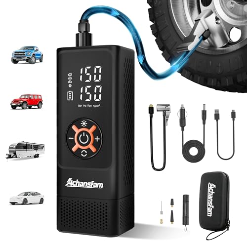 S9 Portable Air Compressor, 21s Ultra Fast Inflate, 2 In 1 Tire Inflator with Safety Hammer & Premium Gift Box, Cordless with Dual Power Supply, 150 PSI Electric Air Pump for Car,Bike,Truck