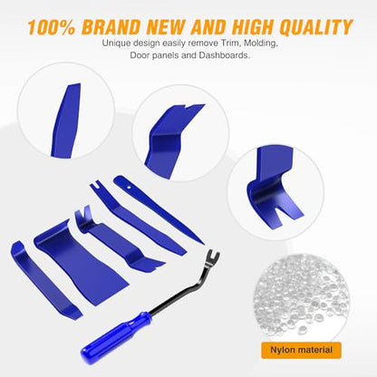 GOOACC 6PCS Auto Trim Removal Tool Kit No-Scratch Tool Kit for Car Audio Dash Window Molding Fastener Remover Tool Kit-Blue - color: Blue, size: 6PCS Trim Removal Tool