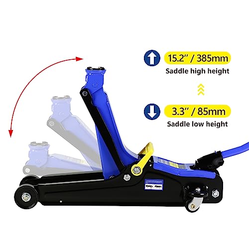 Set of 6 Floor Jack and Jack Stands, 2 Ton(4400lb) Low Profile Floor Jack w/1 Piston Quick Lift Pump, 2 Pcs 3T Jack Stand &12 Pcs Tire Repair Kit, L-Wrench,Floor Jacks Lifting Range 3.3"-15.2" - color: Lift 3.3"-15.2" 2 Ton(4,400lb) Blue Steel Set of 6