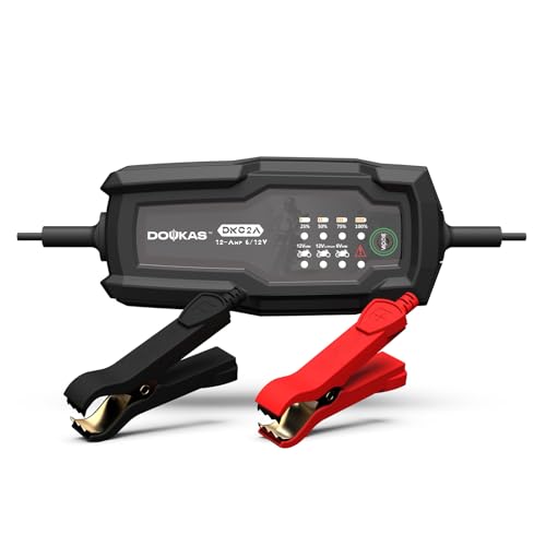 DKC2A PRO, 2A Smart Car Battery Charger, 0V 6V and 12V Trickle Battery Charger, Lead Acid Maintainer Charger for Car, Motorcycle, ATV, UTV, Lawn Mower, Boat, Lithium, Lead Acid
