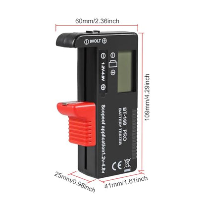 Universal Battery Tester LCD Digital Battery Checker for AA AAA 9V 1.5V 3.7V 1.2-4.8V Batteries, Household Battery Life Level Monitor Power Meter - color: BT-168 PRO