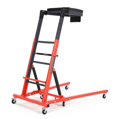 Topside Automotive Creeper,Engine Topside Creeper with Adjustable Height 48"-66", 400 Lbs Heavy-Duty Foldable Garage Creepers, 6 Swivel Casters, Padded Deck, Tool Pouch, for Truck/SUV Garage Mainten - color: orange