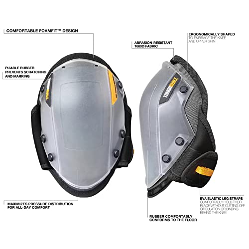 ToughBuilt - FoamFit Non-Marring Knee Pads, Adjustable Straps, TB-KP-203R | Non-Marring Shell, FoamFit Cushioning, Adjustable Straps, Ergonomic Support, All-Day Comfort