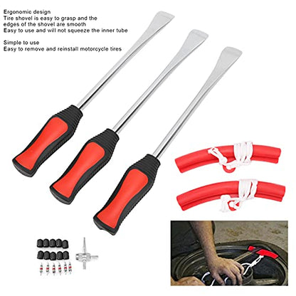 Tire Spoon Lever Iron Tool Set, Professional Tire Changing Kit with Valve Core Tool for Motorcycle Bike ATV, Chrome Vanadium Steel Tire Repair Tool Kit