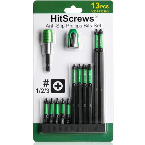 13 Pcs Mixed PH1, PH2, PH3 Magnetic Screwdriver Bits Set – New Anti-Slip Laser Etched Grips, Impact Resistant S2 Steel Phillips Bit Set, Includes Screwdriver Magnetizer and Magnetic Bit Holder - size: 13Pcs, style: MIX
