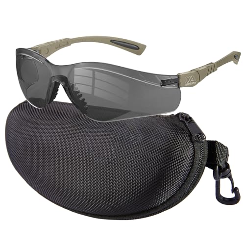 xaegistac Shooting Glasses Anti Fog -Shooting Range Eye Protection | Adjustable Safety Glasses with Z87.1 Certificated Impact Reistance - color: Khaki Frame Gray Lens