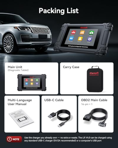 iCarsoft LR V4.0 Full System Bidirectional Diagnostic Scan Tool for Most Land Rover and Jaguar Free 2 Further Vehicle Groups Lifetime Free Update Up to 38 Resets Automotive Active Test Scanner CAN FD