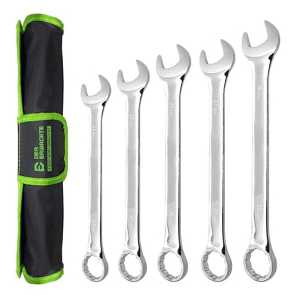 Der Erwachte Large Wrench Set with Rolling Pouch, Metric, 5-Piece, 23mm, 24mm, 26mm, 27mm, 30mm, 12 Point, Chrome Vanadium Steel - size: 5 Piece Metric 23-30mm