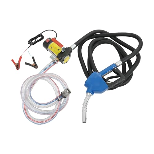 DICMIC Diesel Fuel Transfer Pump Kit, 10 GPM 12V DC Portable Electric Self-Priming Fuel Transfer Extractor Pump Kit with Automatic Shut-Off Nozzle Hose for Diesel, Kerosene, Machine, Transformer Oil