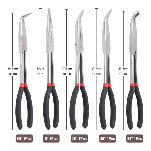 5 Pieces 11 Inch Extra Long Needle Nose Pliers Set