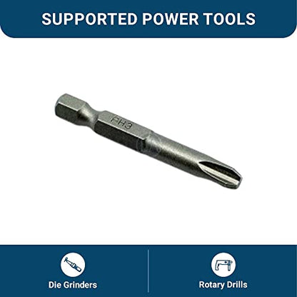 Benchmark Abrasives 1/4 Inch Hex Anti Slip Phillips Insert Screw Head Screwdriver Bits, Rotary Drill Bits for Repairing Electronics, Automotive Parts, Furniture (50 Pack) - (PH3 x 2") - size: PH3 x 2"