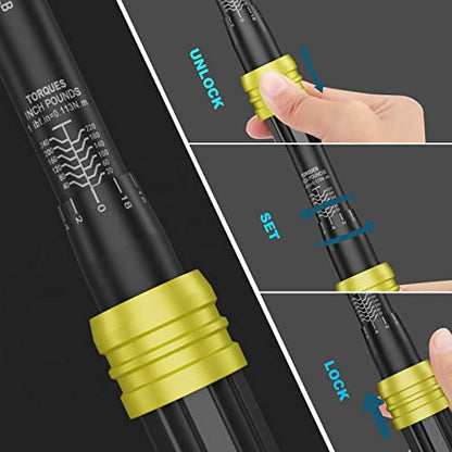 ANPUDS 1/4 Inch Click Torque Wrench, 20-240 in.lb/2.3-27.1 Nm, Lightweight | Inch Pound, Small Mini Bike Tool, ±3% Accuracy, 72-Tooth Dual Direction, Dual Range for Carbon Fiber Bicycle, MTB Maintenance - size: 20-240 in-lb / 2.3-27.1 Nm