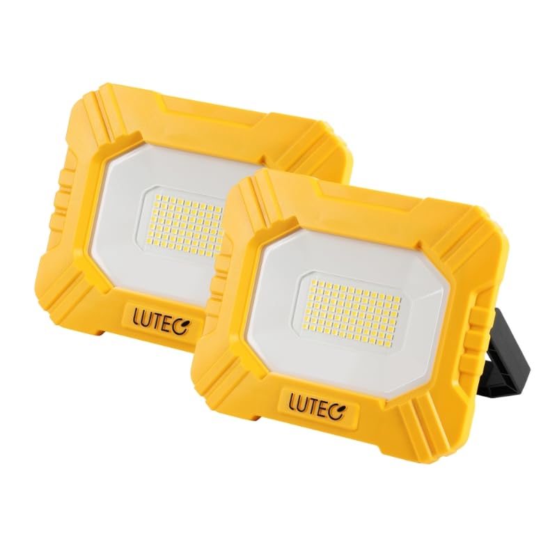 LUTEC 2 Pack 3500LM LED Work Light, Rechargeable Magnetic Work Lights with Stand, Portable 5000K Flood Light for Car Repair, Fishing, Camping, Emergency, Hiking, 3 Modes - size: 2 Pack