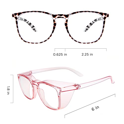 JOO'RTI Anti-Fog Safety Goggles Anti-Blue Light Saftey Glasses Anti-Dust Protective Eyewear for Women and Men - color: 2packs(demi & Pink)