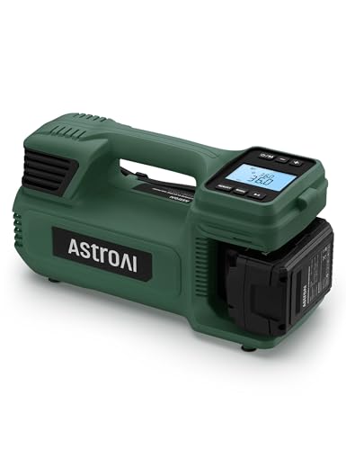 AstroAI TC4 Portable Air Compressor Tire Inflator, 470W 18 V Cordless Air Pump for Truck Tires with 4000mAh Battery, 150PSI Heavy Duty Air Compressor with Digital Display for Car, RVs, SUV Green - color: Green