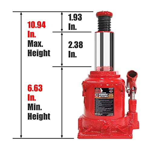 Big RED T92007A Torin Hydraulic Stubby Low Profile Welded Bottle Jack, 20 Ton (40,000 lb) Capacity, Red - size: 20 Ton (40,000 LBs), style: 20 Ton / Low Profile / Red