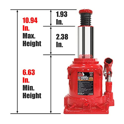 Big RED T92007A Torin Hydraulic Stubby Low Profile Welded Bottle Jack, 20 Ton (40,000 lb) Capacity, Red - size: 20 Ton (40,000 LBs), style: 20 Ton / Low Profile / Red
