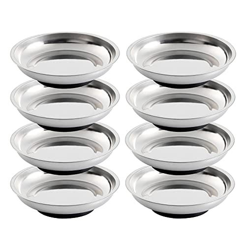 8 Pieces 3” Round Magnetic Bowl Trays Set Stainless Steel Magnet Tool Tray Parts Holder for Screws, Sockets, Bolts, Pins, Mechanic's and Automotive - size: 8 Pieces 3" Bowl