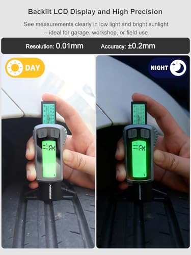 GODESON Tire Tread Depth Gauge,Rechargeable Digital Tire Depth Gauge - USB-C,3-Unit Switch (mm/Decimal/Fraction Inch), Backlit LCD Display, Auto Power Off, 0-32NDS for Car/SUV/Truck Wear Measurement